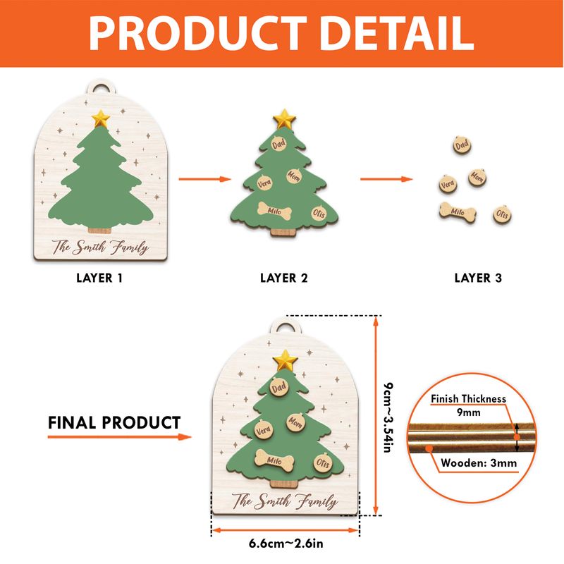 3 Layered Wooden Ornament Details - Coach Gifts Store