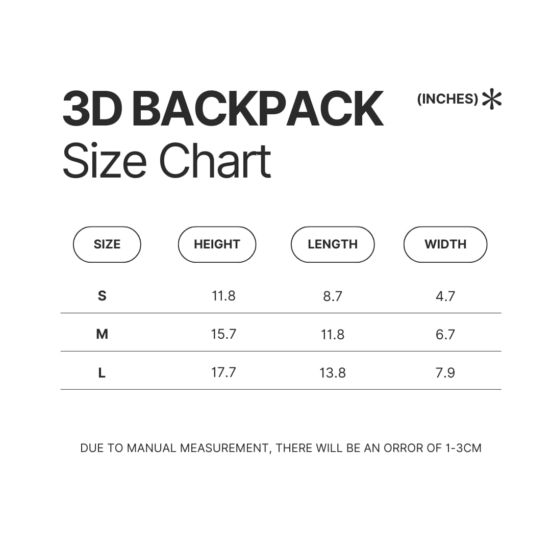 3D Backpack Size Chart - Purpled Shop