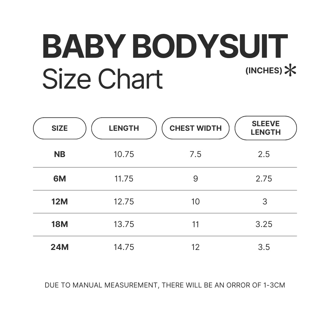 Baby Body Suit Size Chart - Personalized World Store