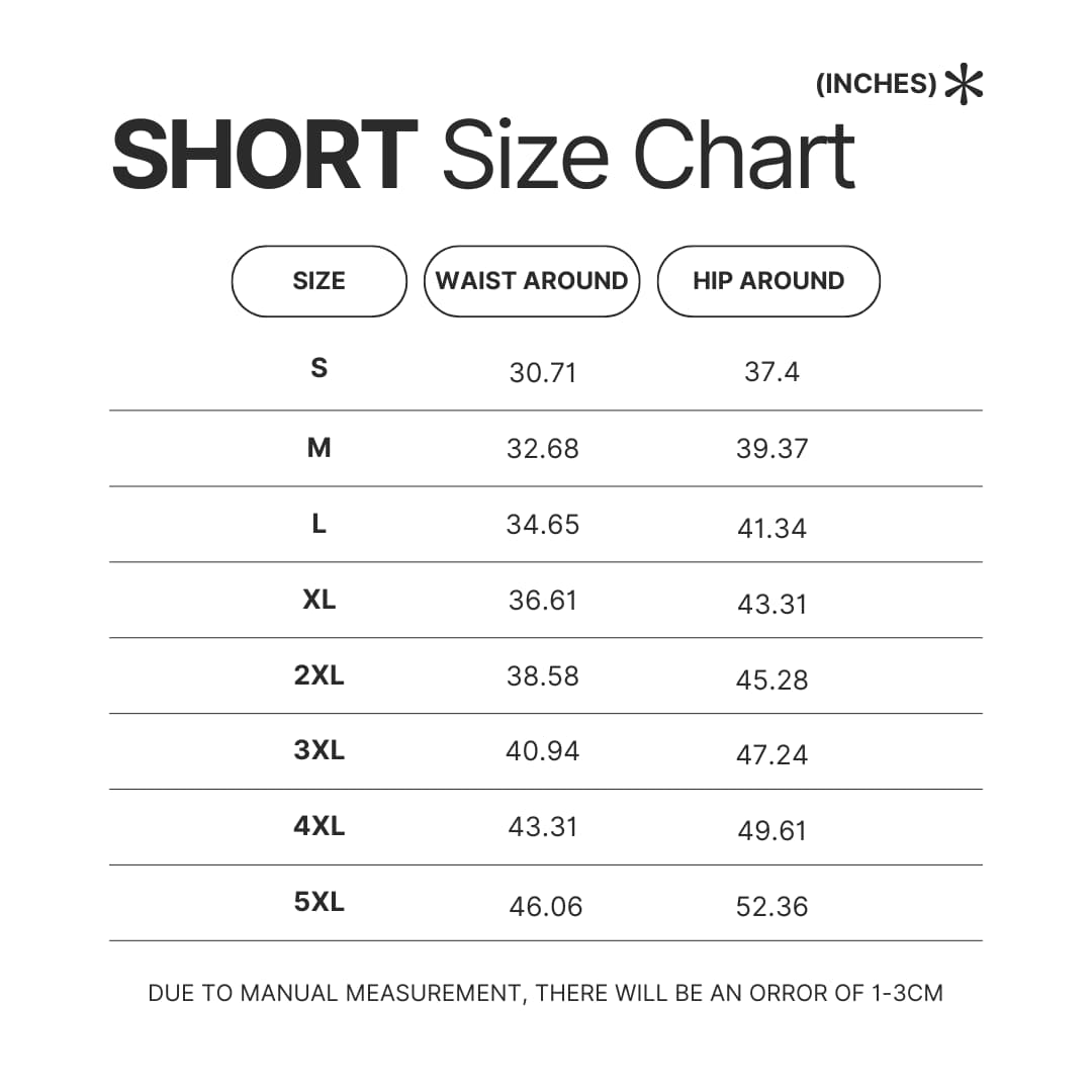 Short Size Chart 1 - Legend Of Zelda Shop