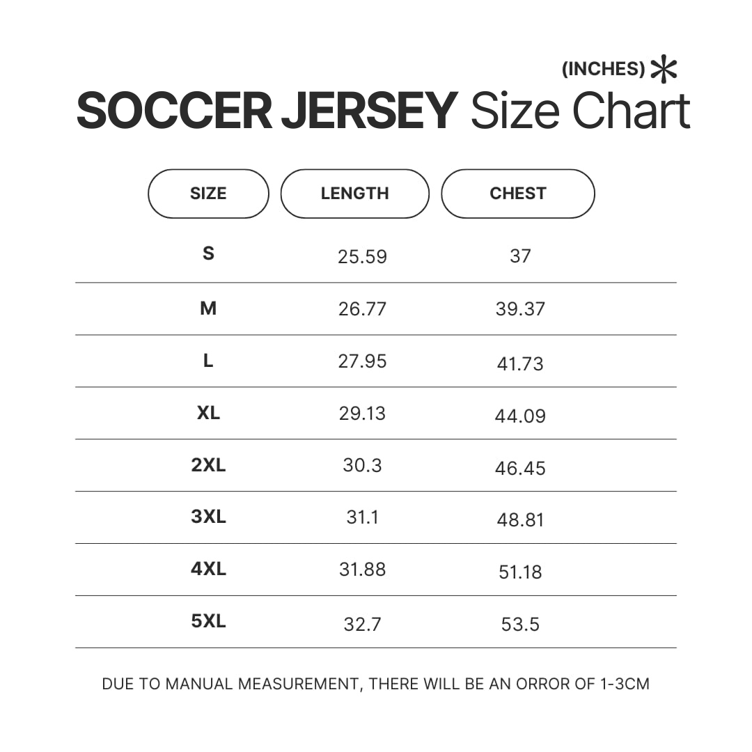 Soccer Jersey Size Chart - Personalized World Store