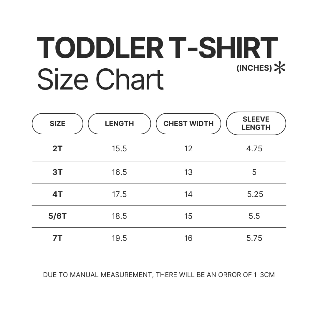 Toddler T shirt Size Chart - Personalised Baby Gifts Store