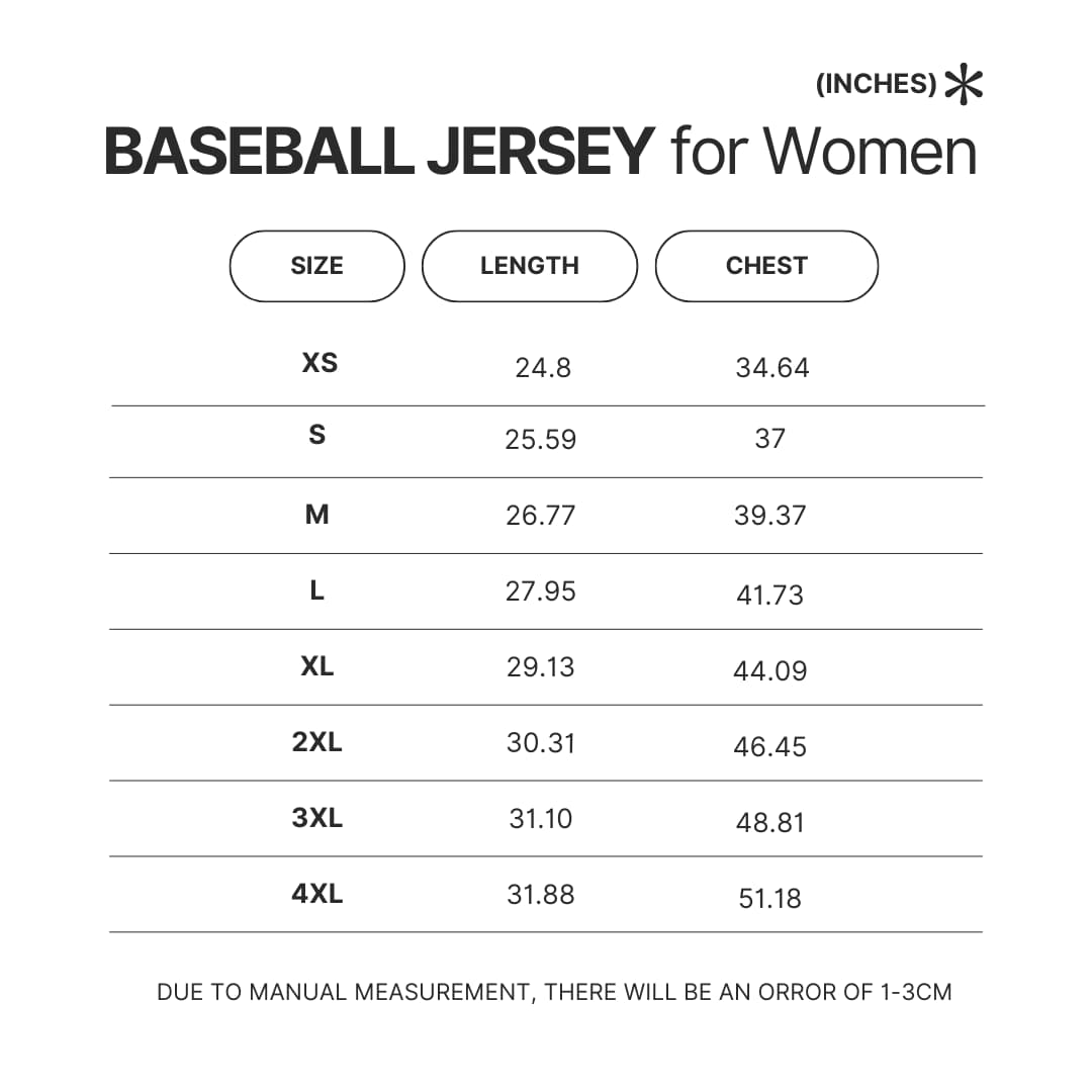 Women Baseball Jersey Size Chart - Hunter x Hunter Store