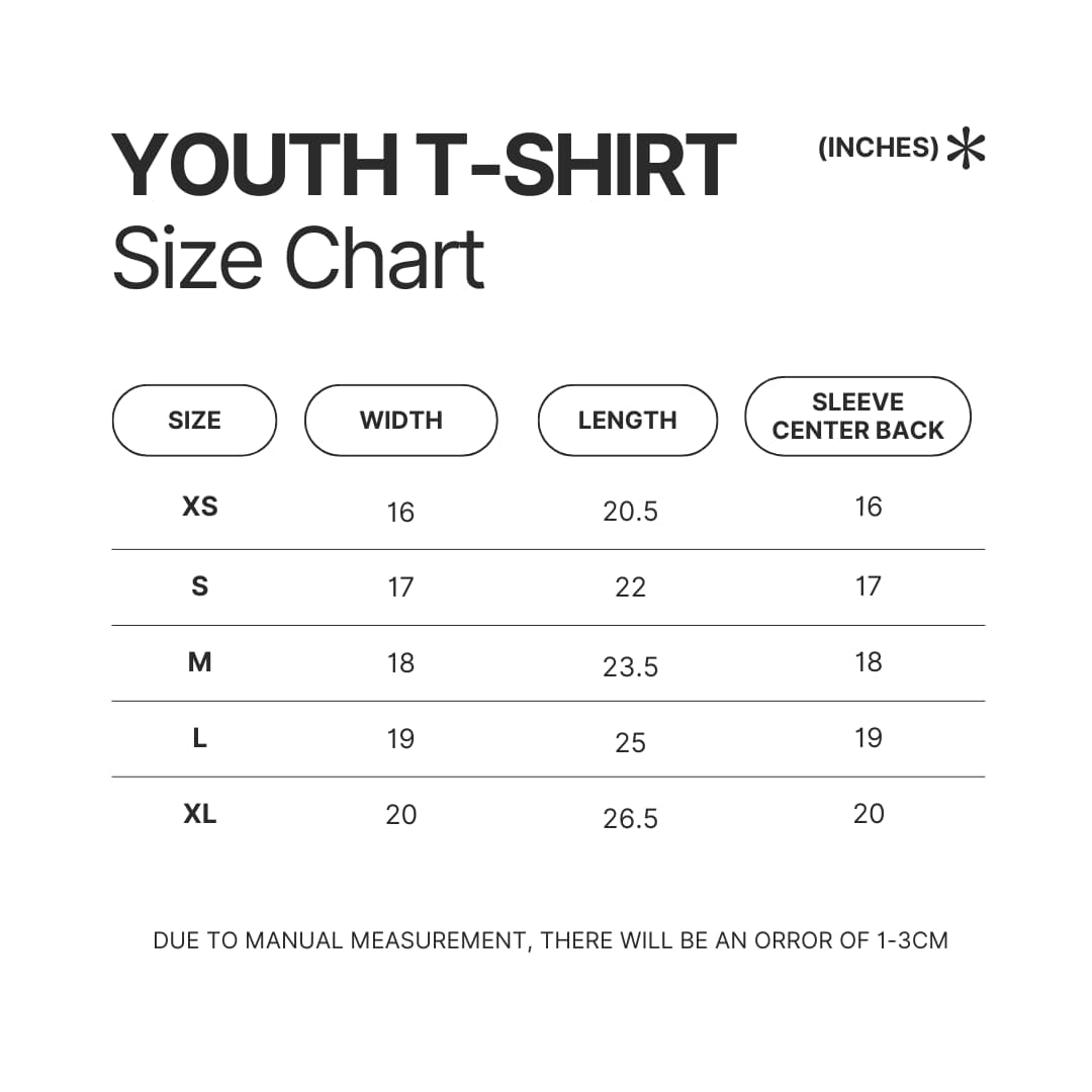 Youth T shirt Size Chart - Personalised Baby Gifts Store