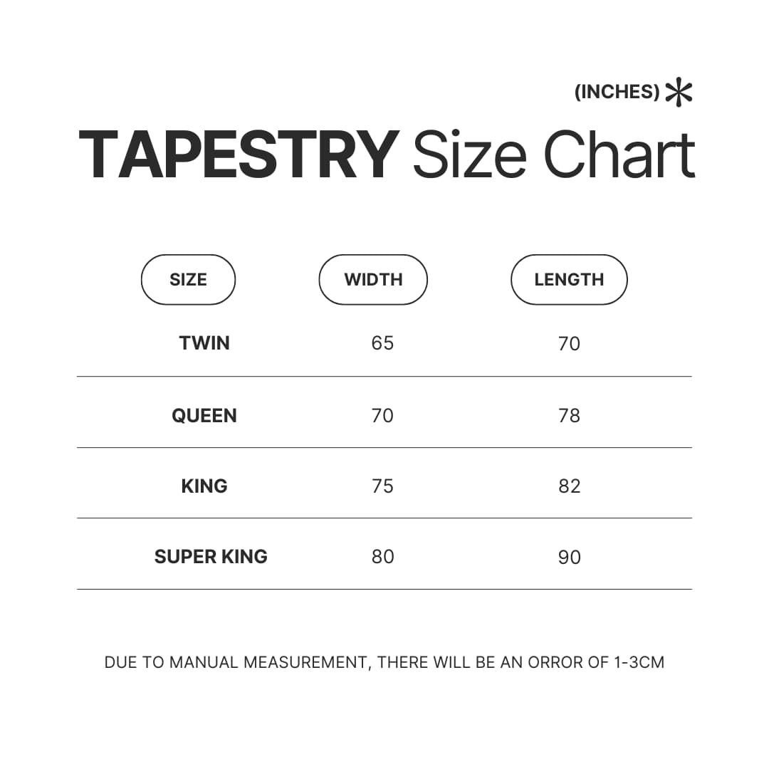 Tapestry Size Chart - Dragon Ball Z Shop