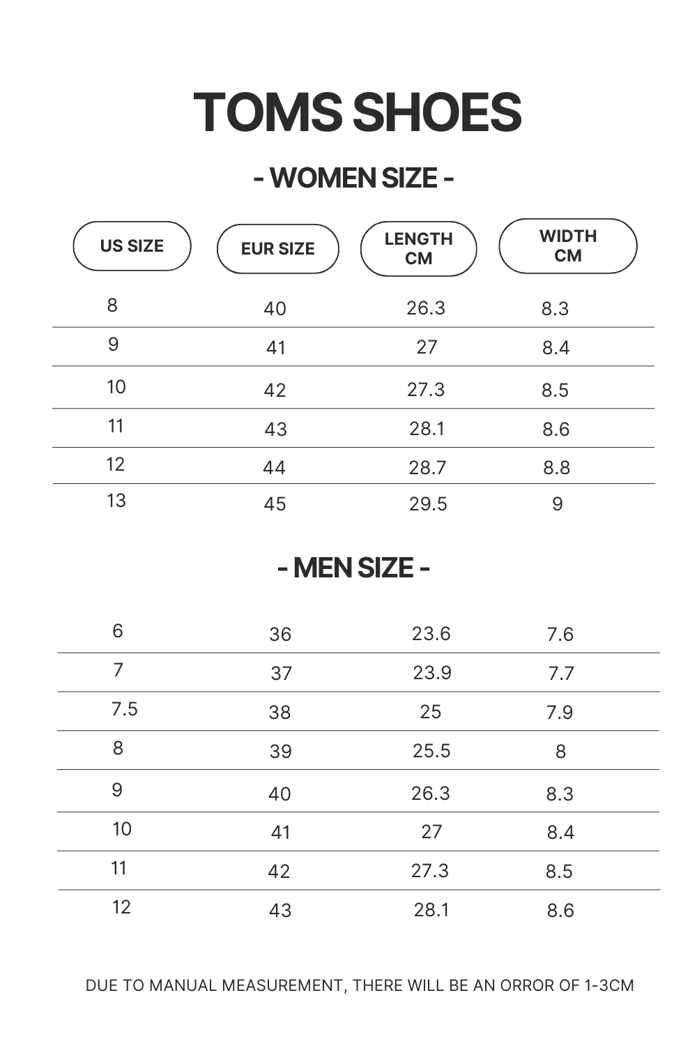 Toms shoes size chart - Demon Slayer Shoes