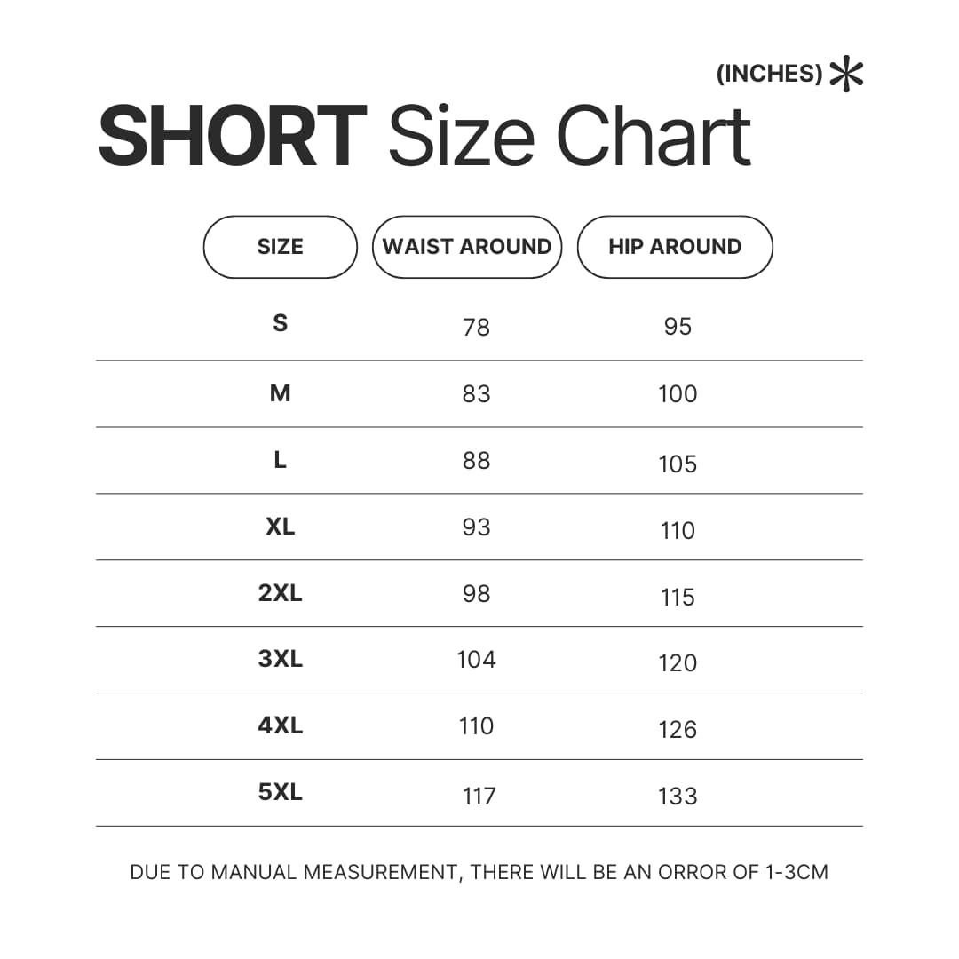 Short Size Chart - Avatar The Last Airbender Store